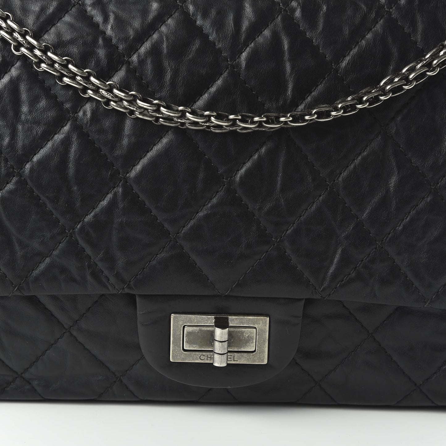 Aged Calfskin Quilted 2.55 Reissue 227 Flap Black
