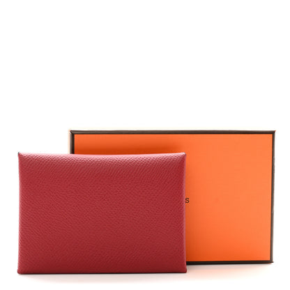 Hermes Epsom Verso Calvi Duo Card Case Rouge Grenat Mauve Sylvestre 6 of 7