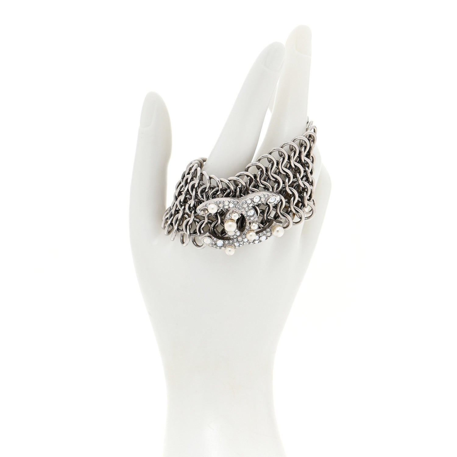 Chanel CC Crystal Pearl Multistrand Chain Bracelet 2 of 7