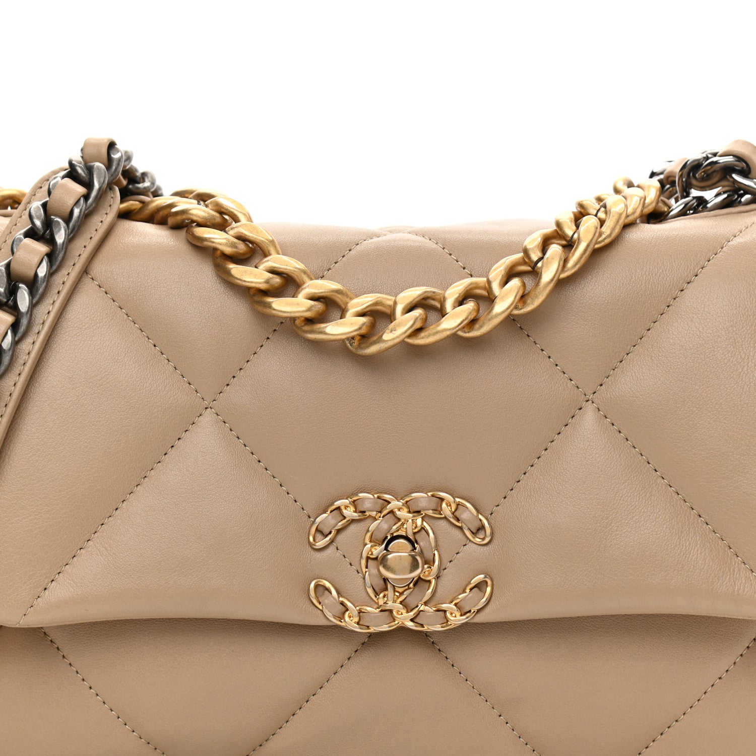 Chanel Lambskin Quilted Medium Chanel 19 Flap Dark Beige 9 of 10