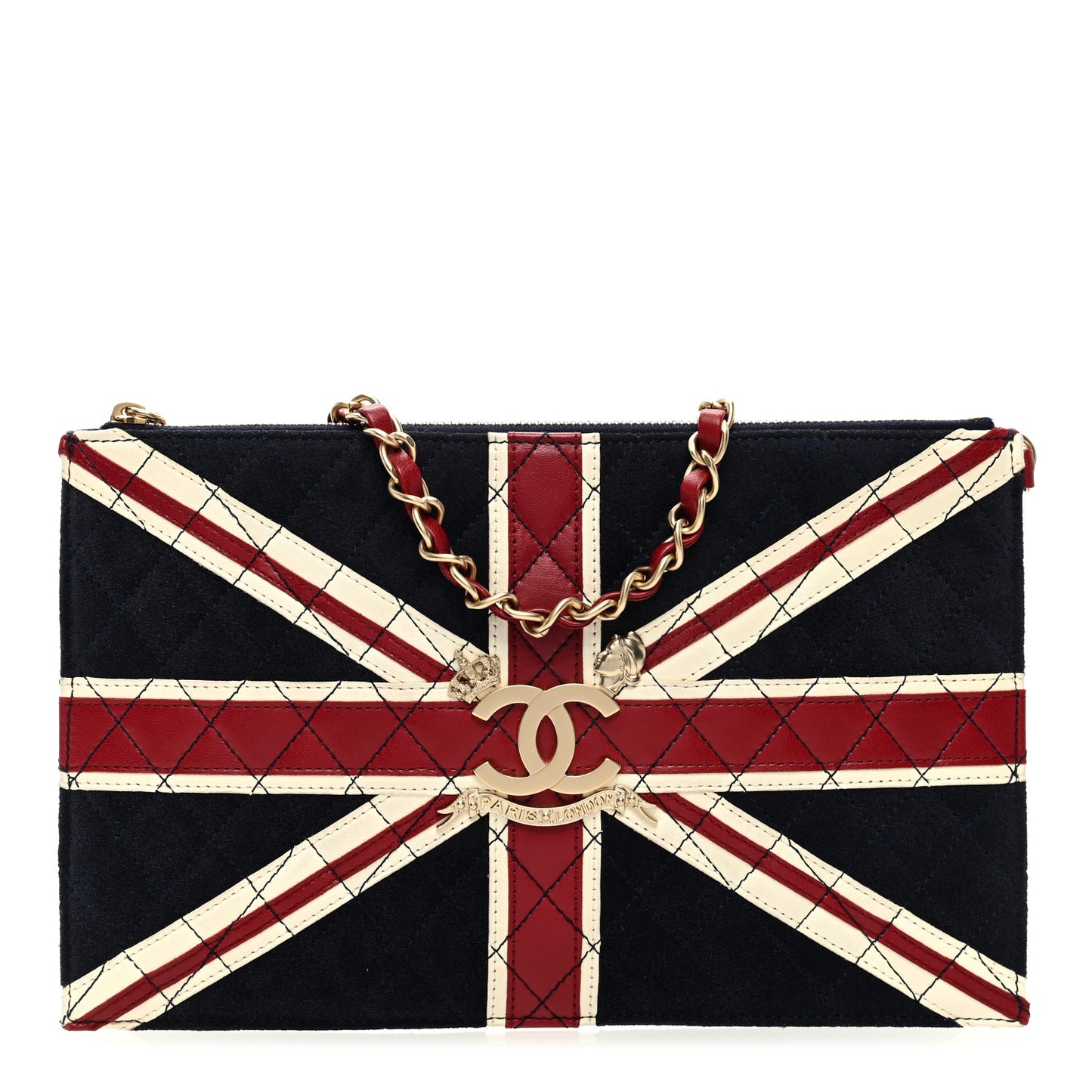 Velvet Union Jack Clutch Navy Red