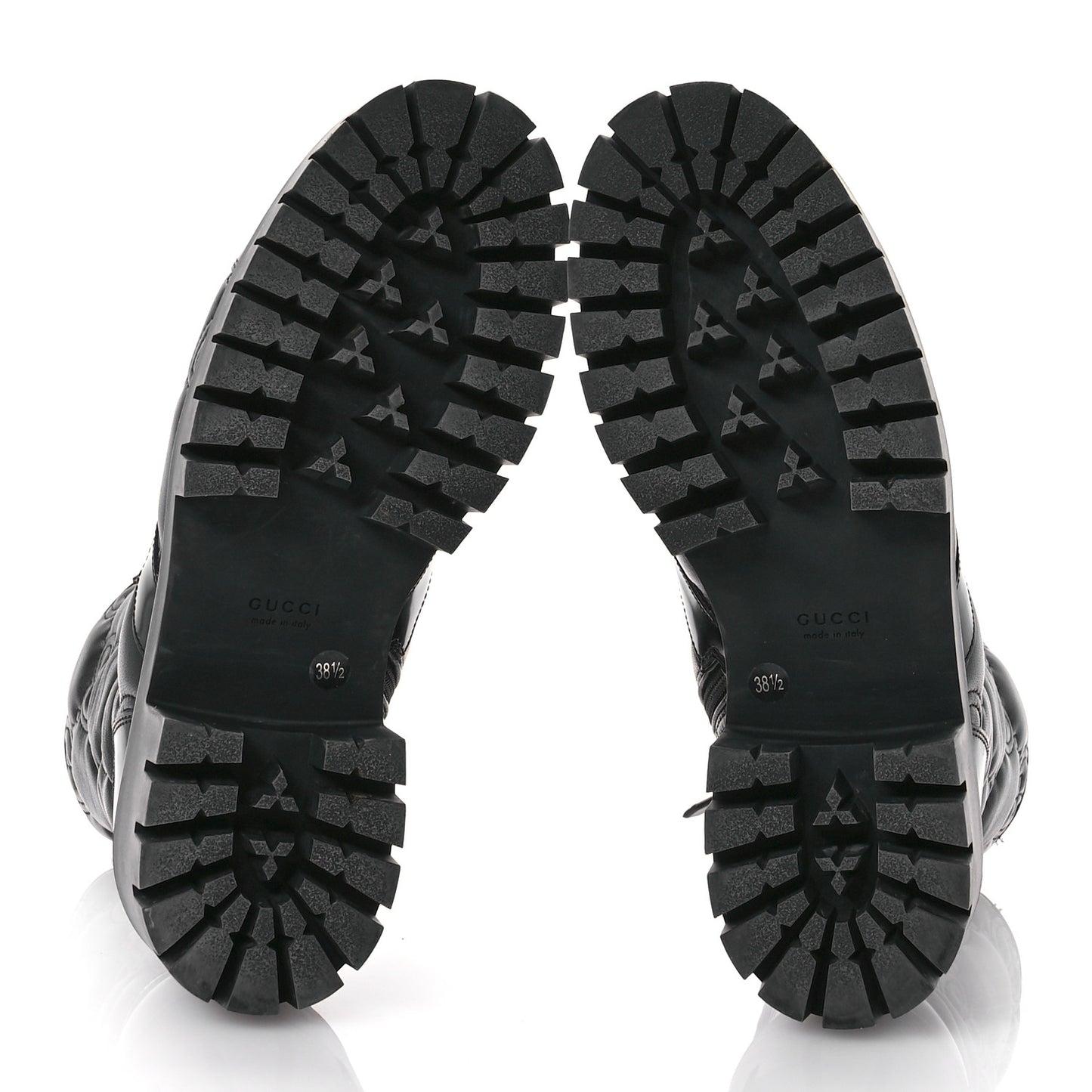 Cordovan Lux Nappa GG Matelasse Lace Up 60mm Combat Boots 38.5 Black
