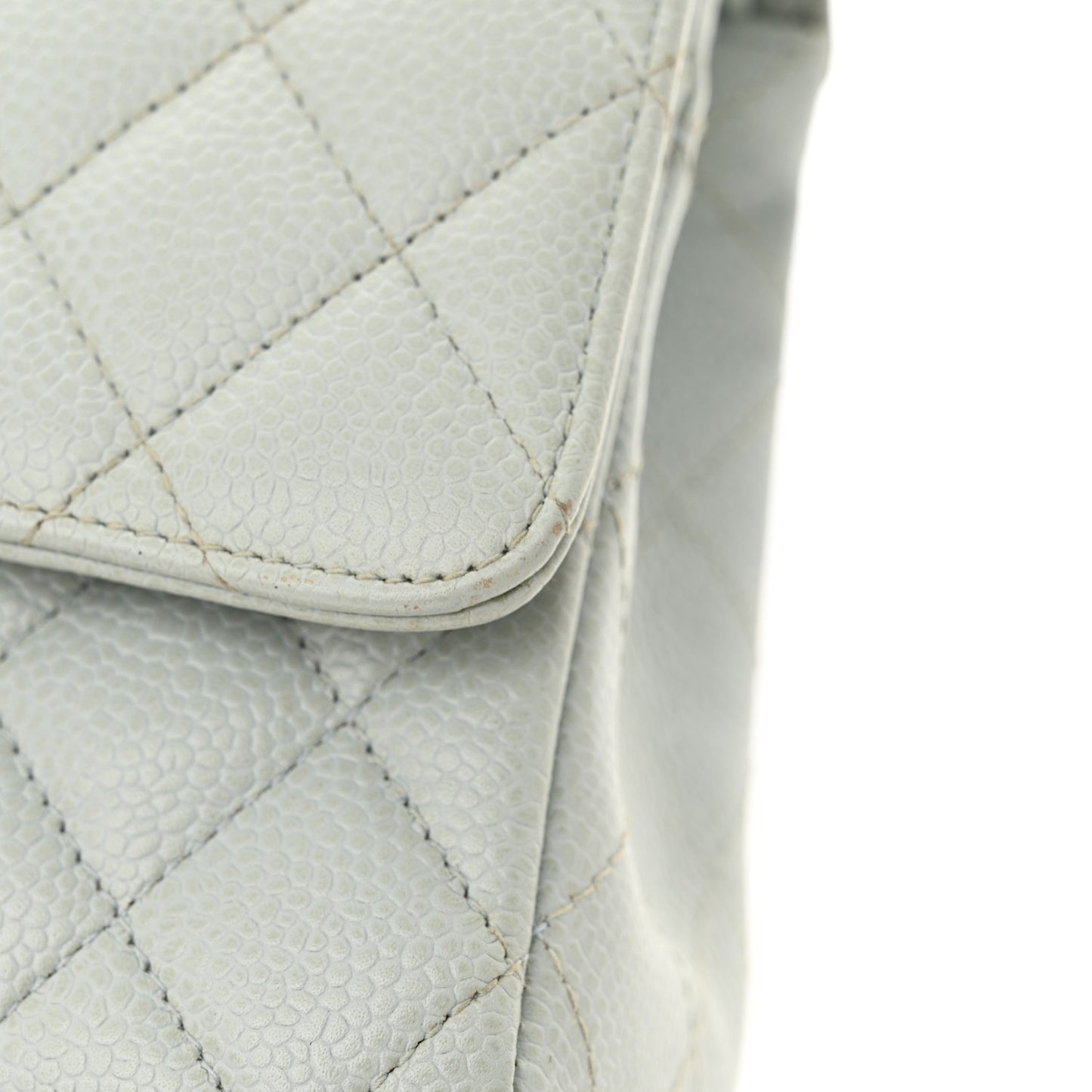 Caviar Quilted Medium Double Flap Light Blue