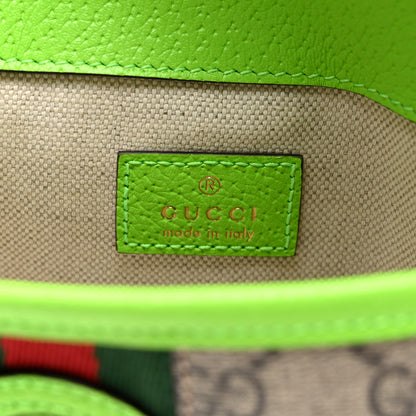Gucci GG Supreme Monogram Web Small Ophidia Belt Bag Beige Ebony Electric Green 6 of 10