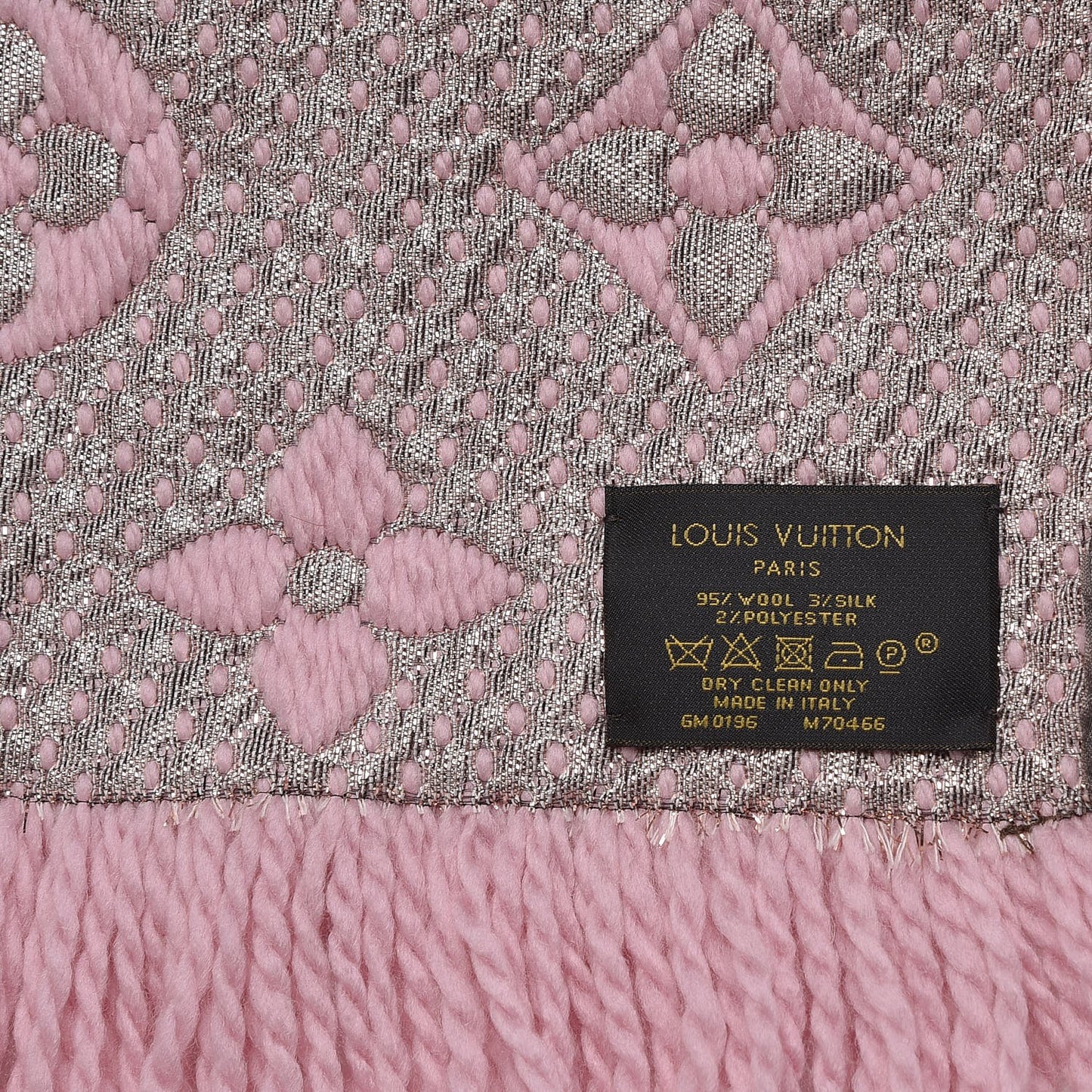 Wool Silk Logomania Shine Scarf Pink