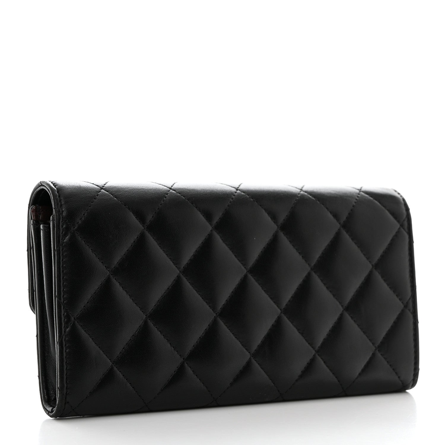 Chanel Lambskin Quilted Long Gusset Flap Wallet Black 3 of 8