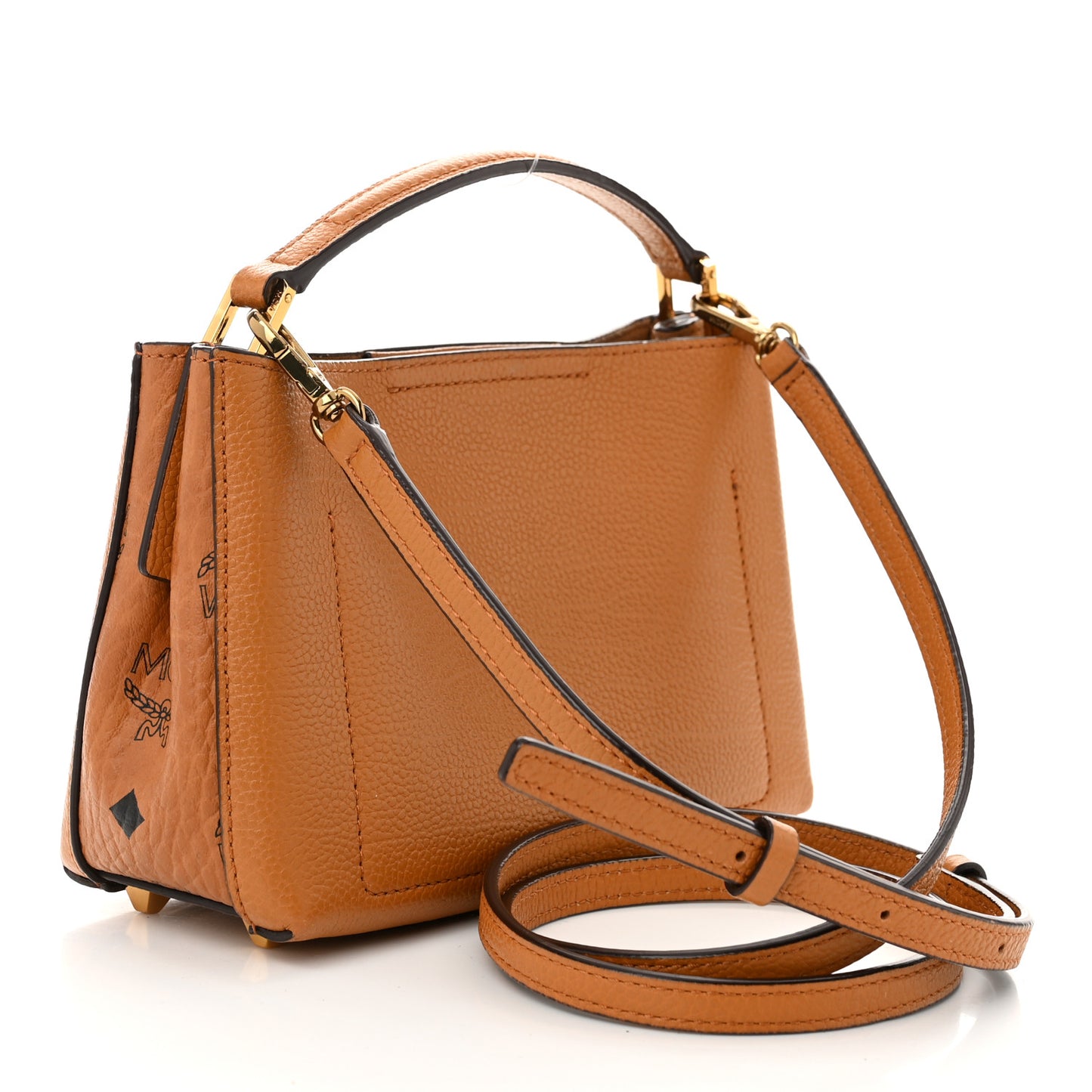 Grained Calfskin Visetos Top Handle Crossbody Cognac
