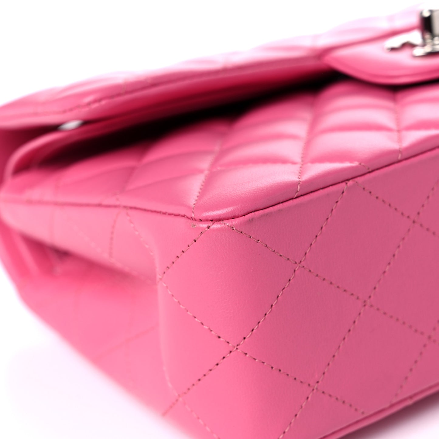 Lambskin Quilted Small Double Flap Pink