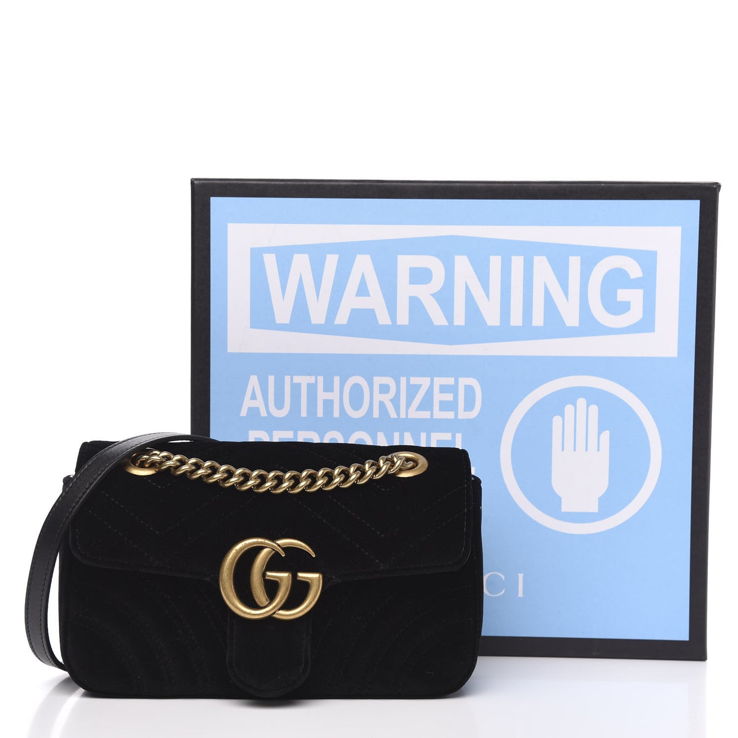 Velvet Matelasse Mini GG Marmont Shoulder Bag Black