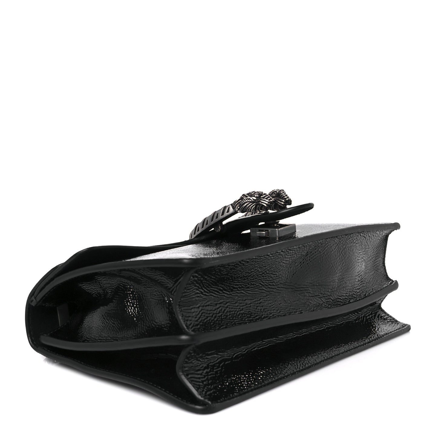 Crinkled Patent Small Dionysus Shoulder Bag Black