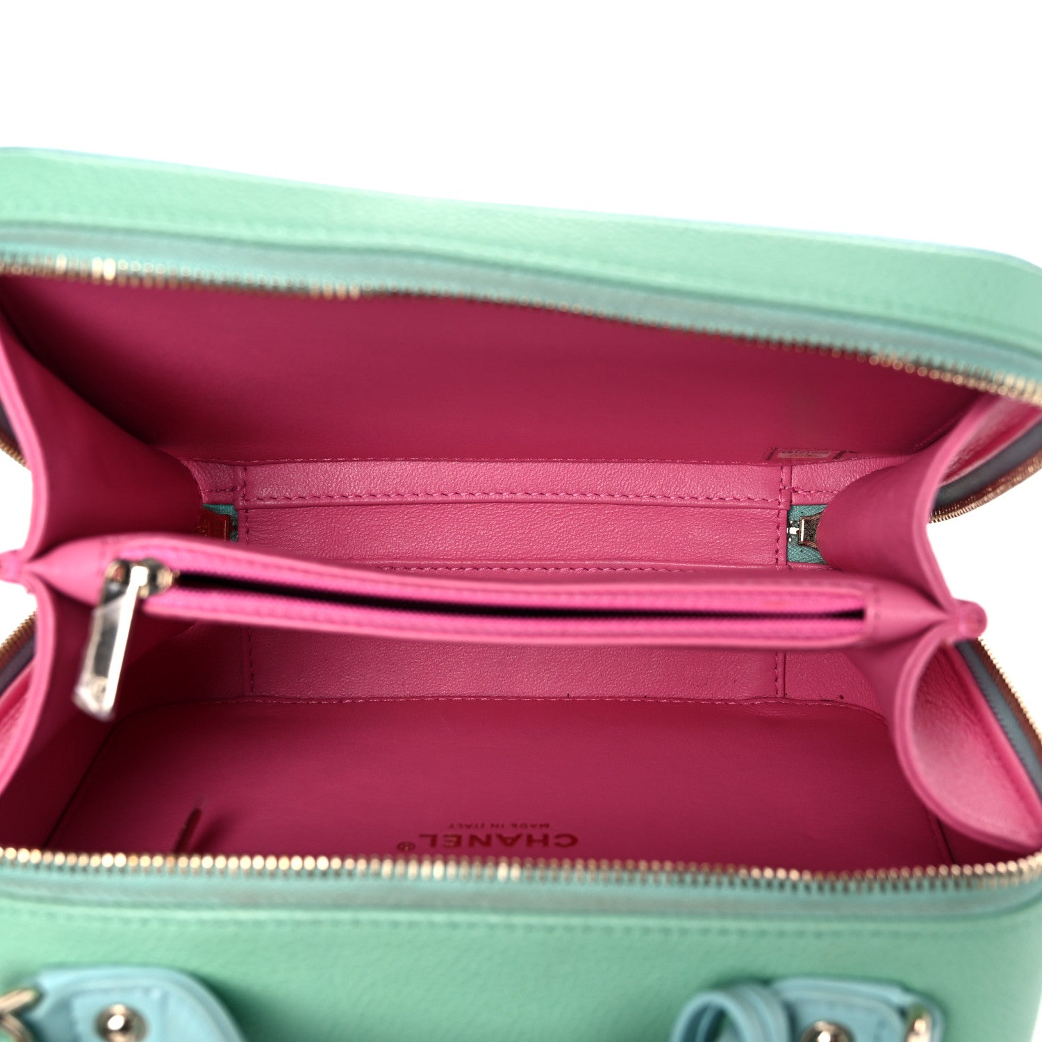 Chanel Caviar Quilted Medium CC Filigree Vanity Case Pink Green Blue 5 of 12