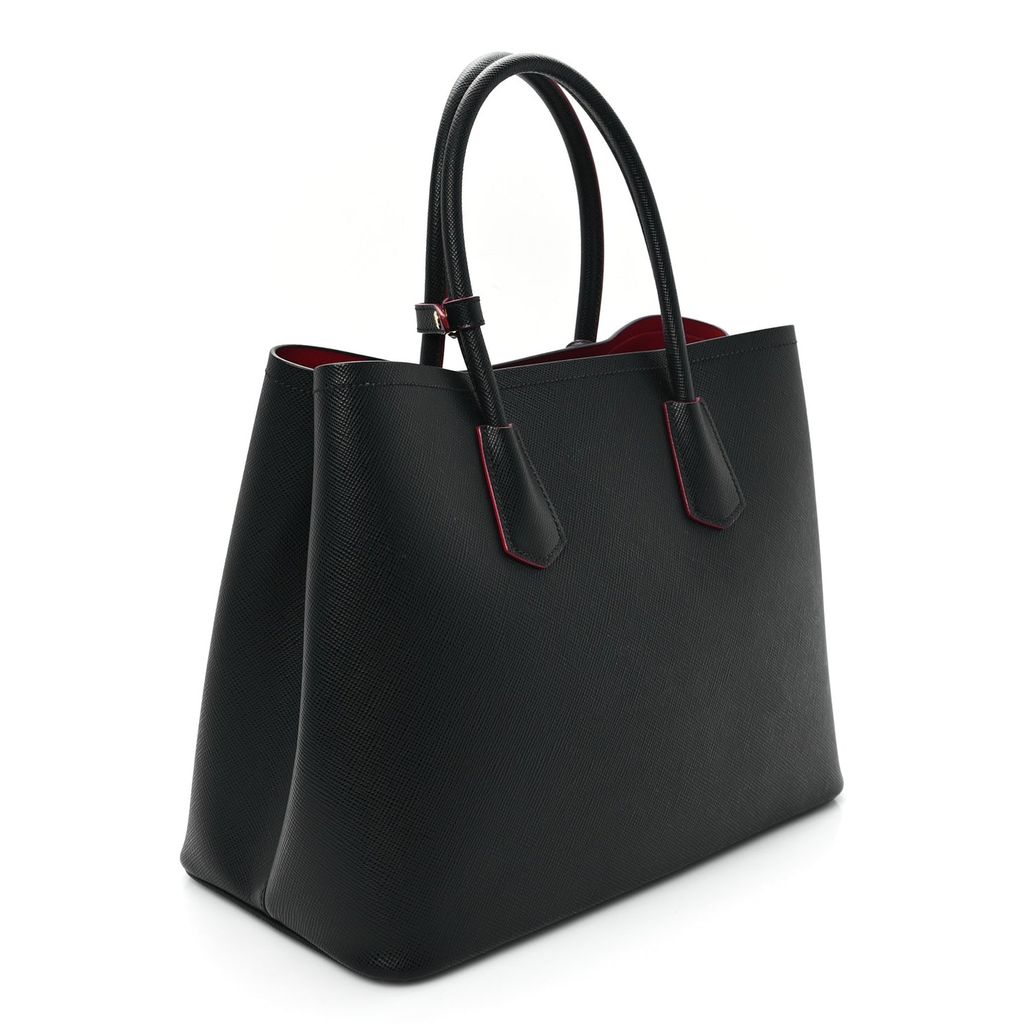 Saffiano Cuir Large Double Bag Black Fuoco