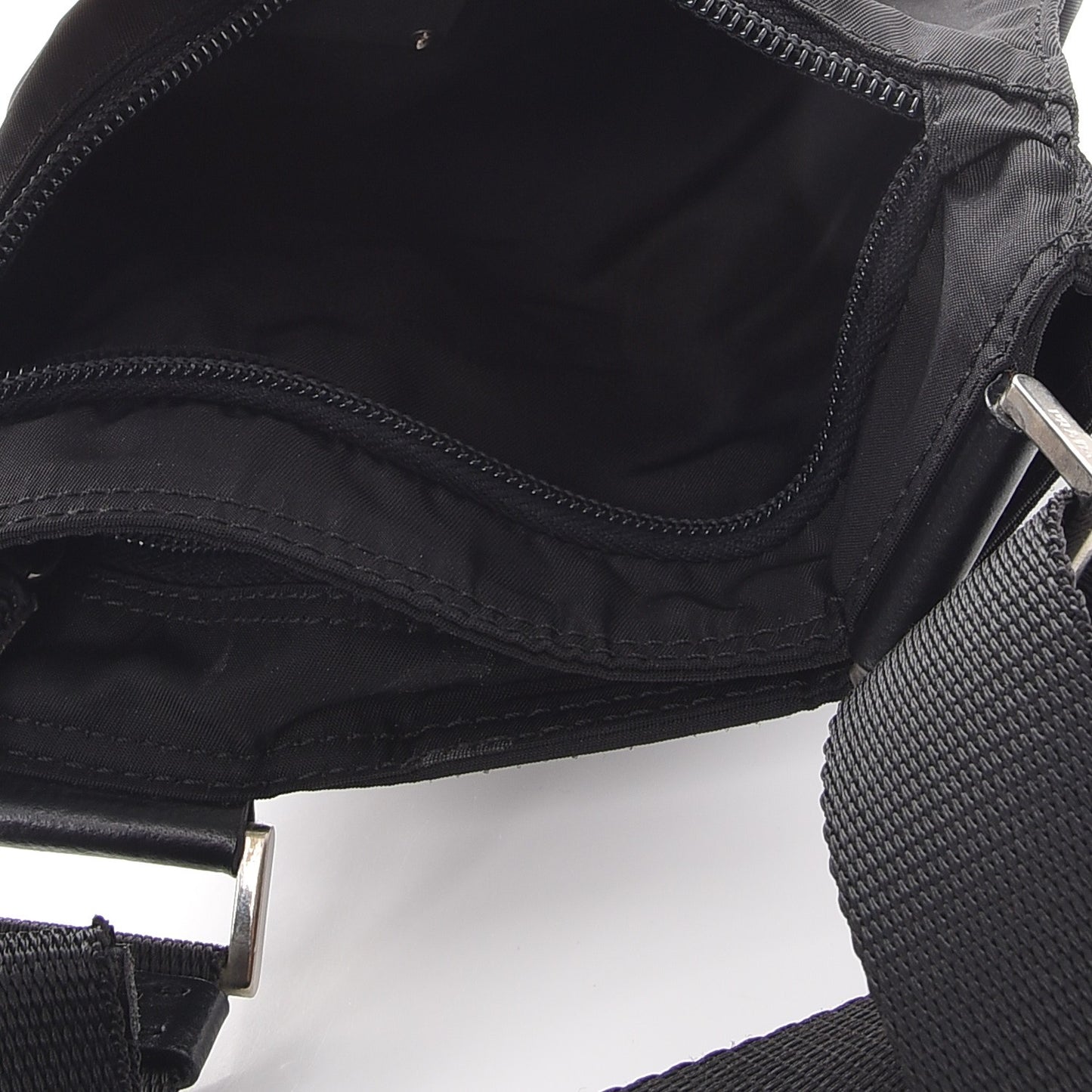 Nylon Small Flat Messenger Bag Black