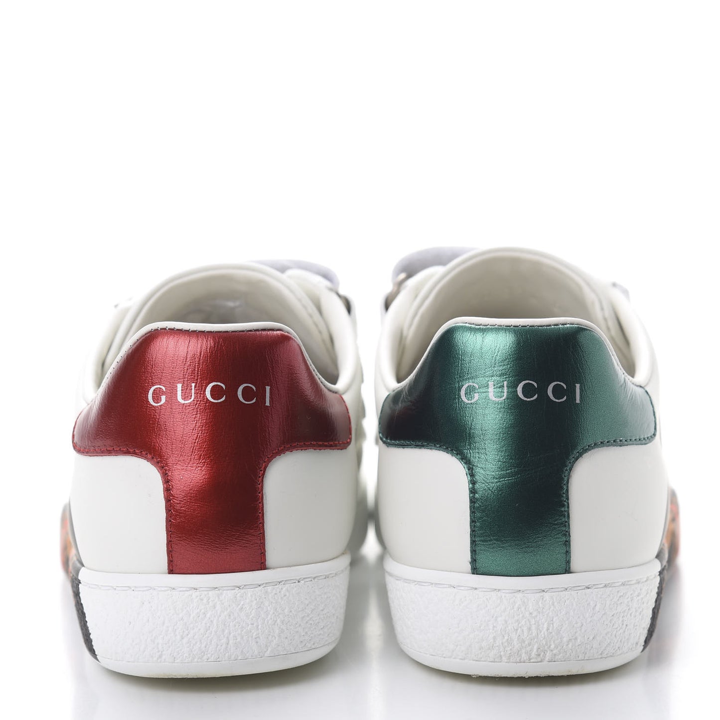 Miro Soft Calfskin Interlocking G Womens New Ace Sneakers 37.5 White Red Flame Green