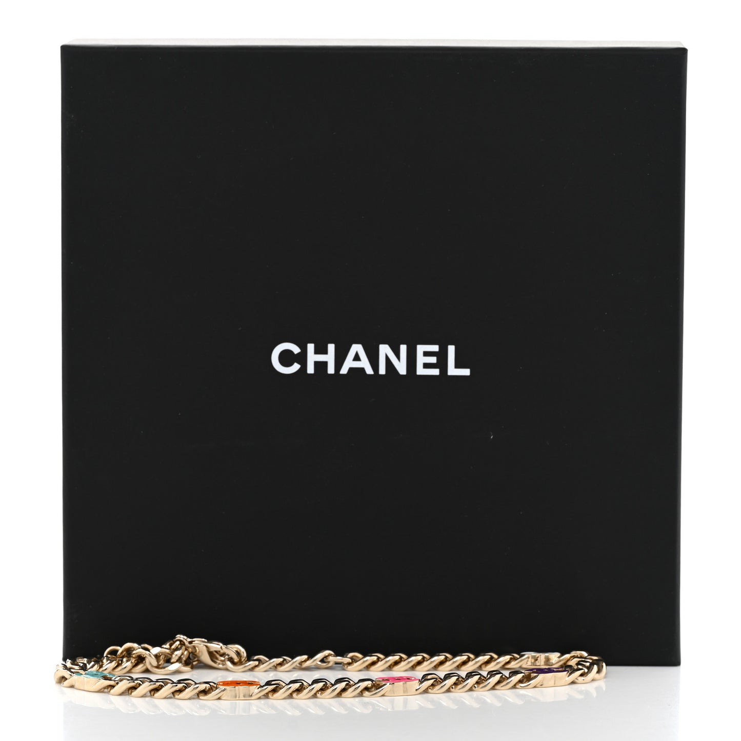 Metal Enamel Chain CC Choker Gold Multicolor