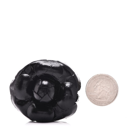 Chanel Glazed Calfskin Camellia Brooch Black 3 of 7