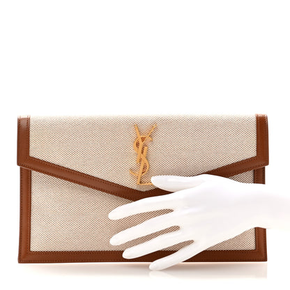 Saint Laurent Canvas Uptown Pouch Natural Beige Brick 2 of 8