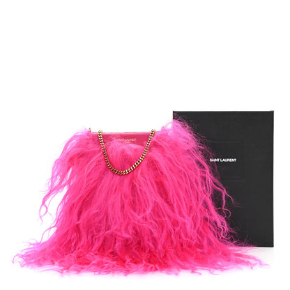 Saint Laurent Fur Mini Pac Pac Pouch On Chain Fuchsia 12 of 12