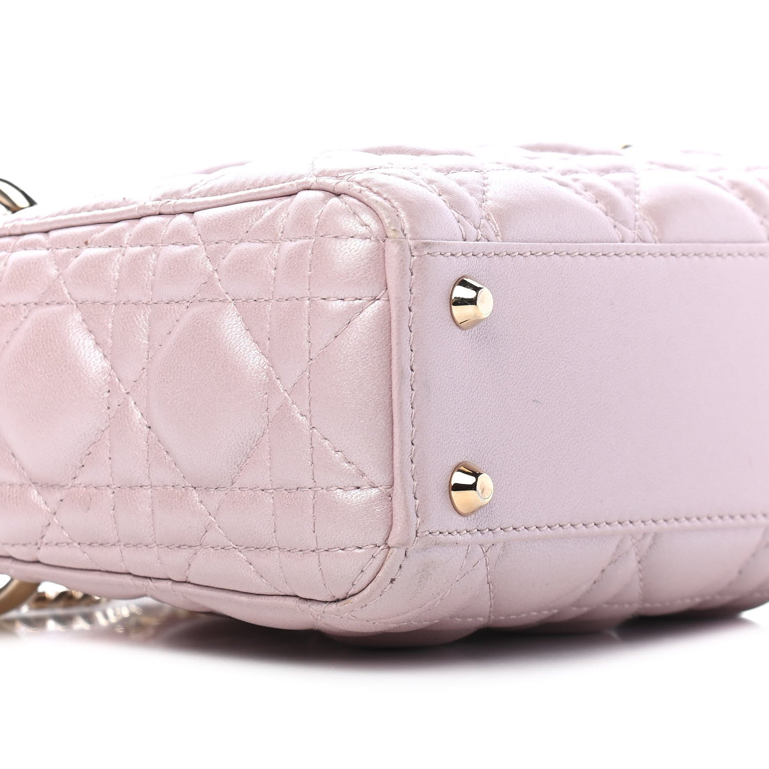 Christian Dior Metallic Lambskin Cannage Mini Lady Dior Lotus 8 of 12