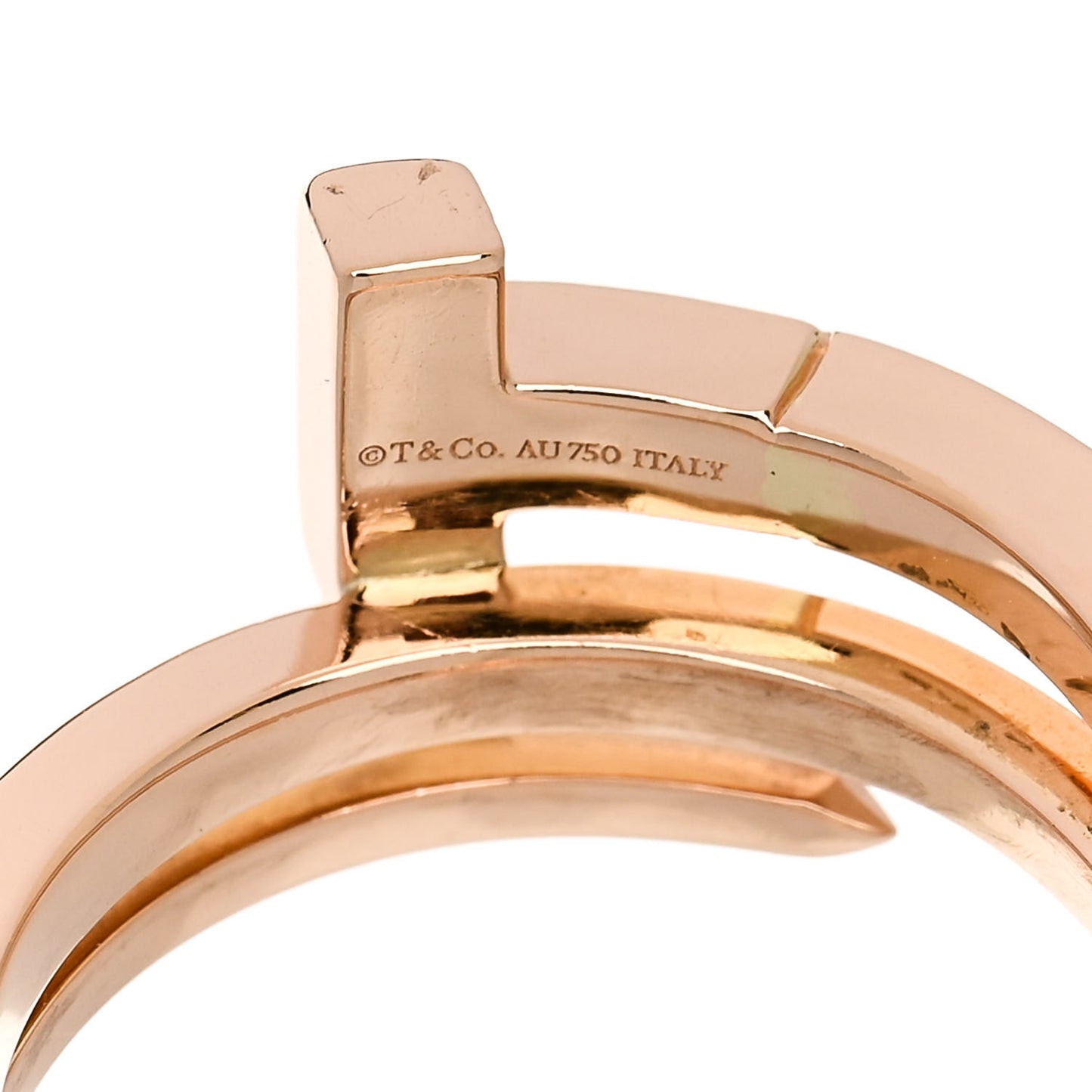 18K Rose Gold Diamond T Square Wrap Ring 54 7