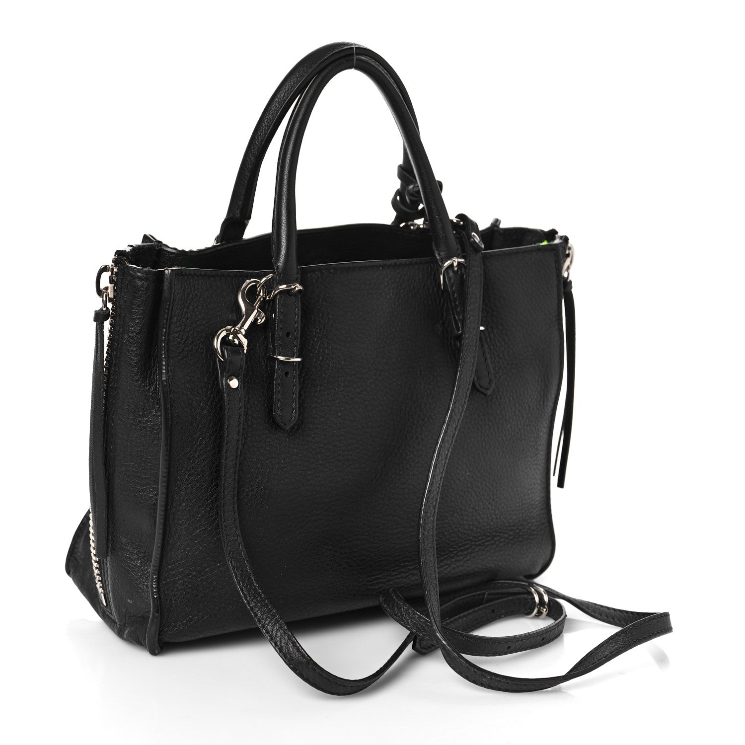 Balenciaga Calfskin Papier Mini A4 Zip Around Tote Black Chartreuse 3 of 13