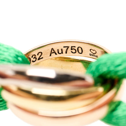 Cartier 18K Pink Yellow White Gold Trinity Adjustable Cord Bracelet Kelly Green 6 of 6