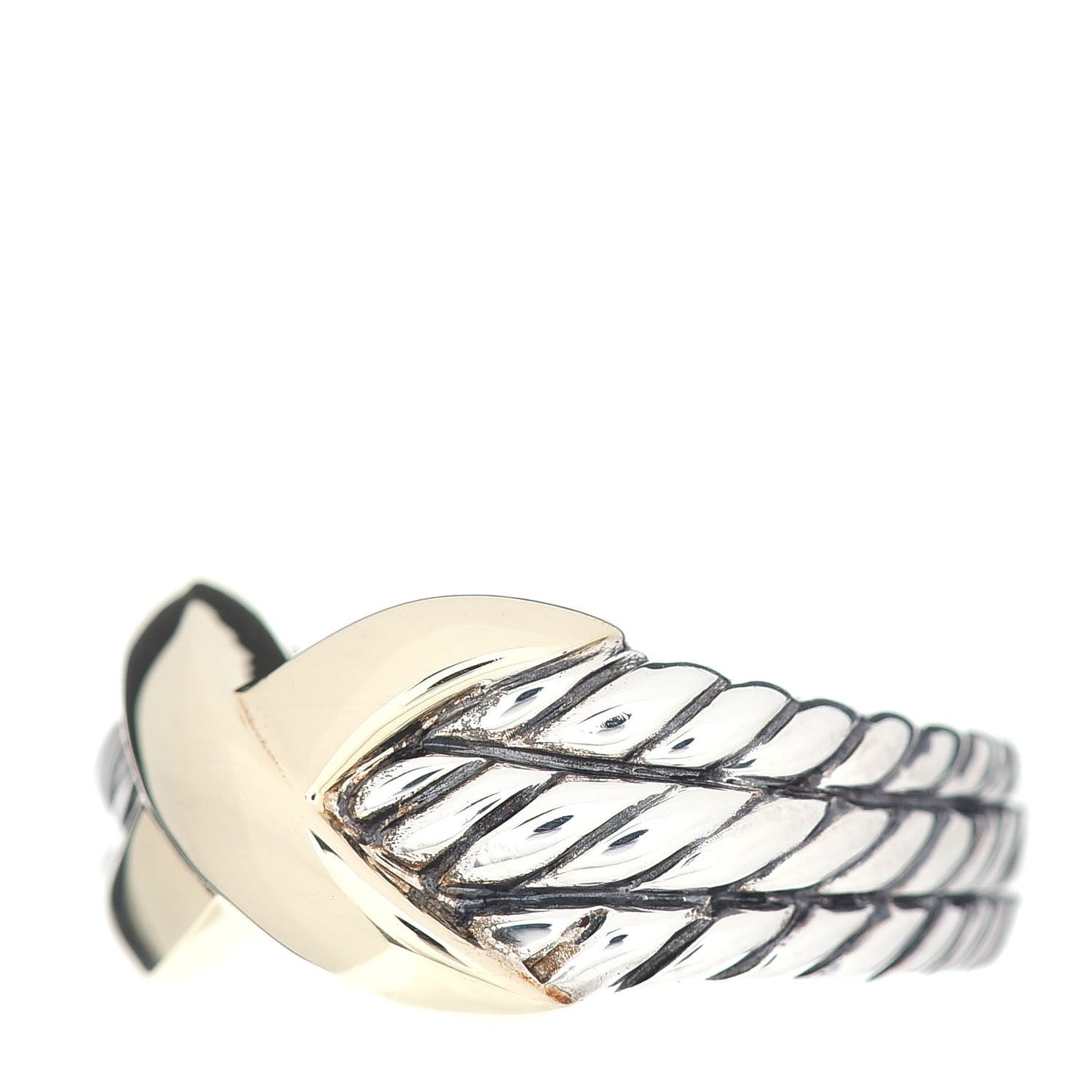 Sterling Silver 18K Yellow Gold X Triple Row Ring 55 7.25
