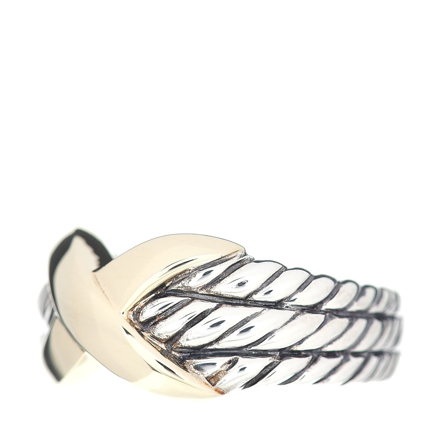David Yurman Sterling Silver 18K Yellow Gold X Triple Row Ring 55 7.25 3 of 5