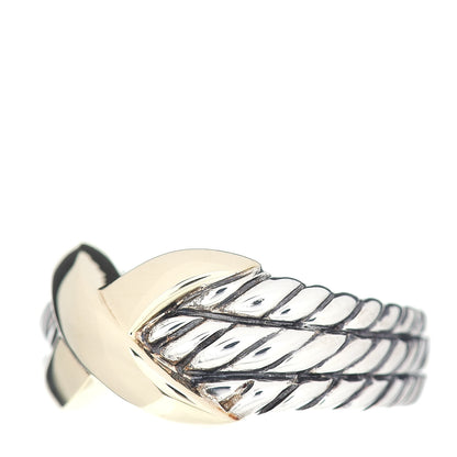 David Yurman Sterling Silver 18K Yellow Gold X Triple Row Ring 55 7.25 3 of 5