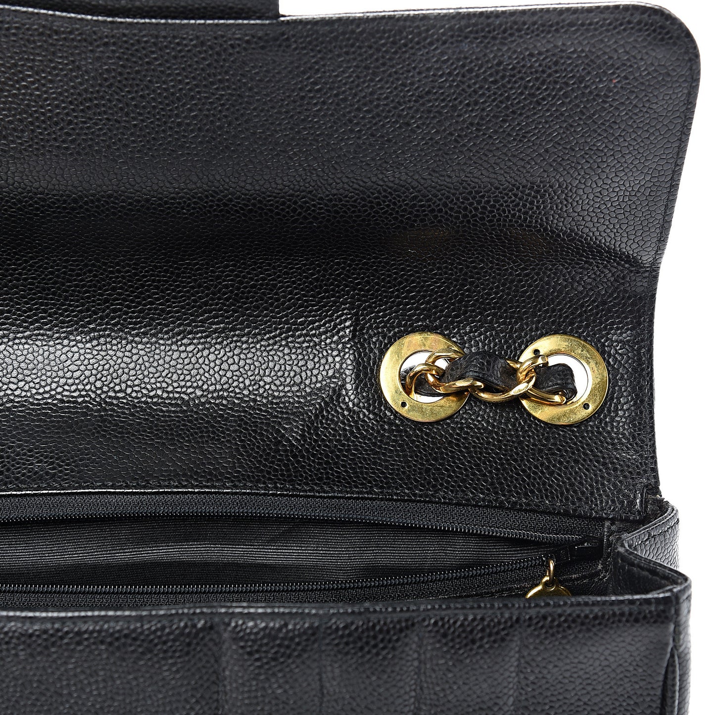 Caviar Vertical Quilted Jumbo Single Flap Black