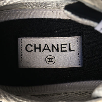 Chanel Nylon Suede Calfskin Printed CC Sneakers 41 White Black 7 of 8