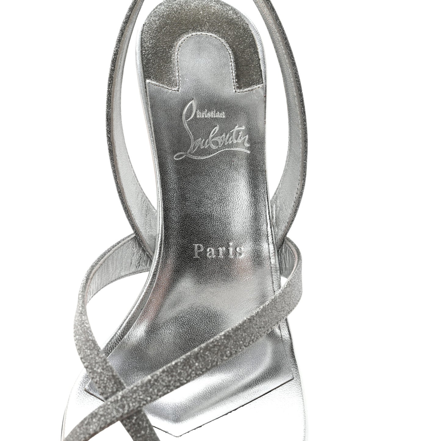 Glitter Calfskin Taralita 85 Thong Sandals 40 Silver