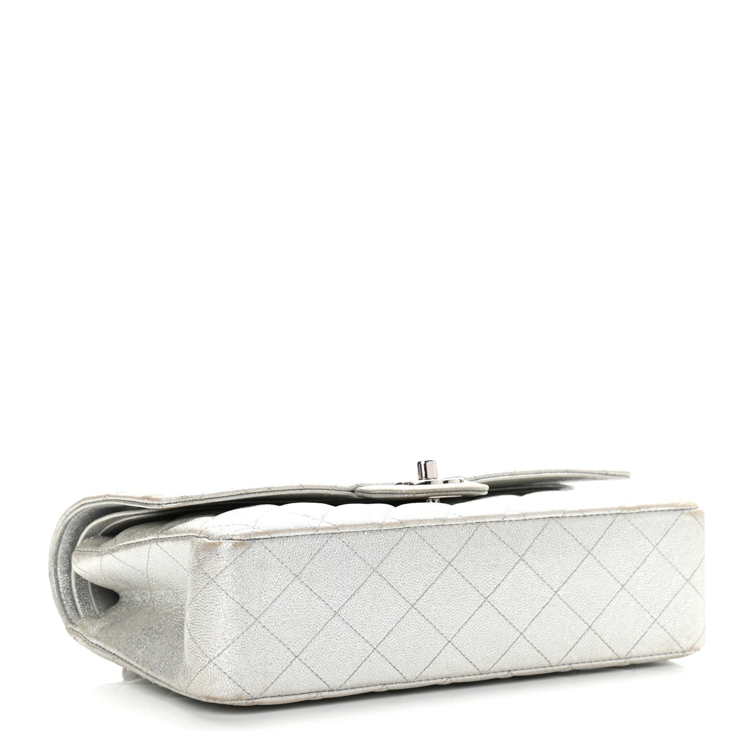 Chanel Glittered Metallic Caviar Quilted Medium Double Flap Silver 4 of 15