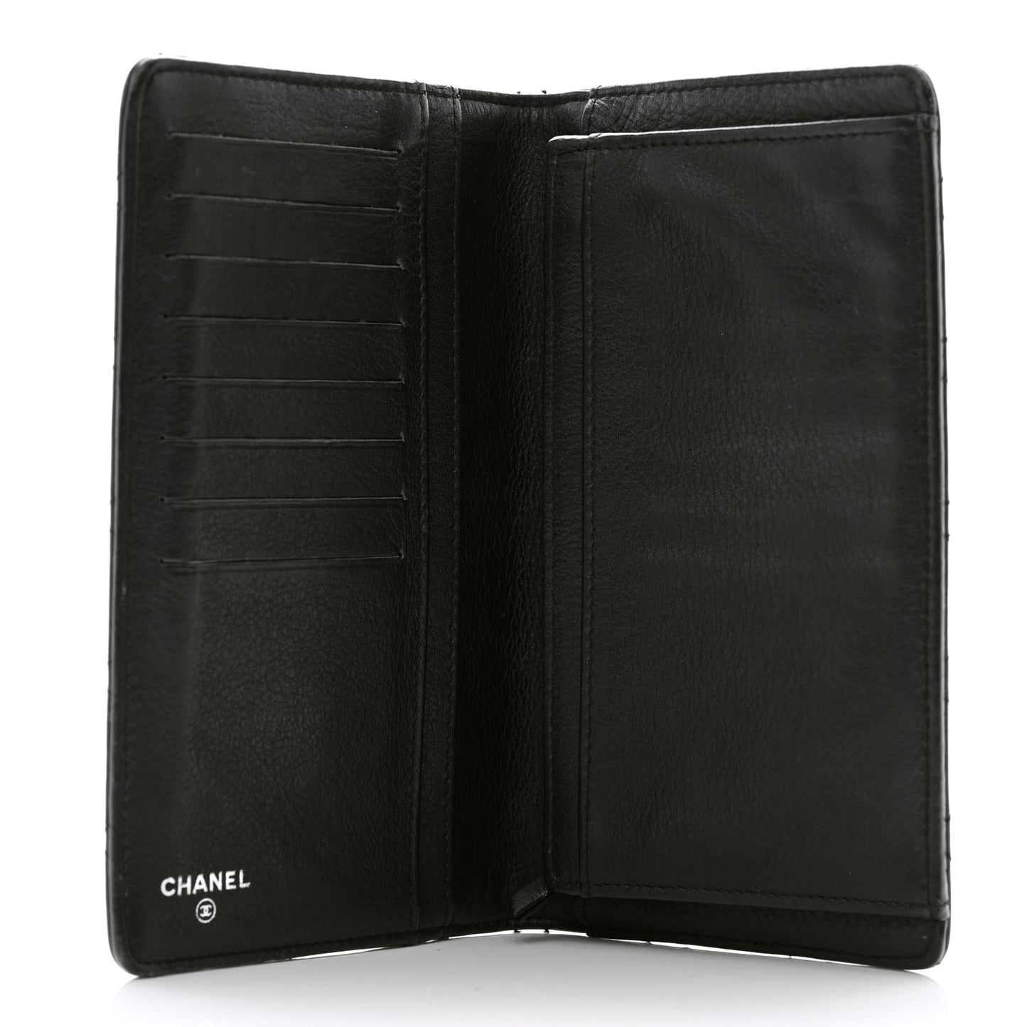 Distressed Caviar Stitched Yen Wallet Black