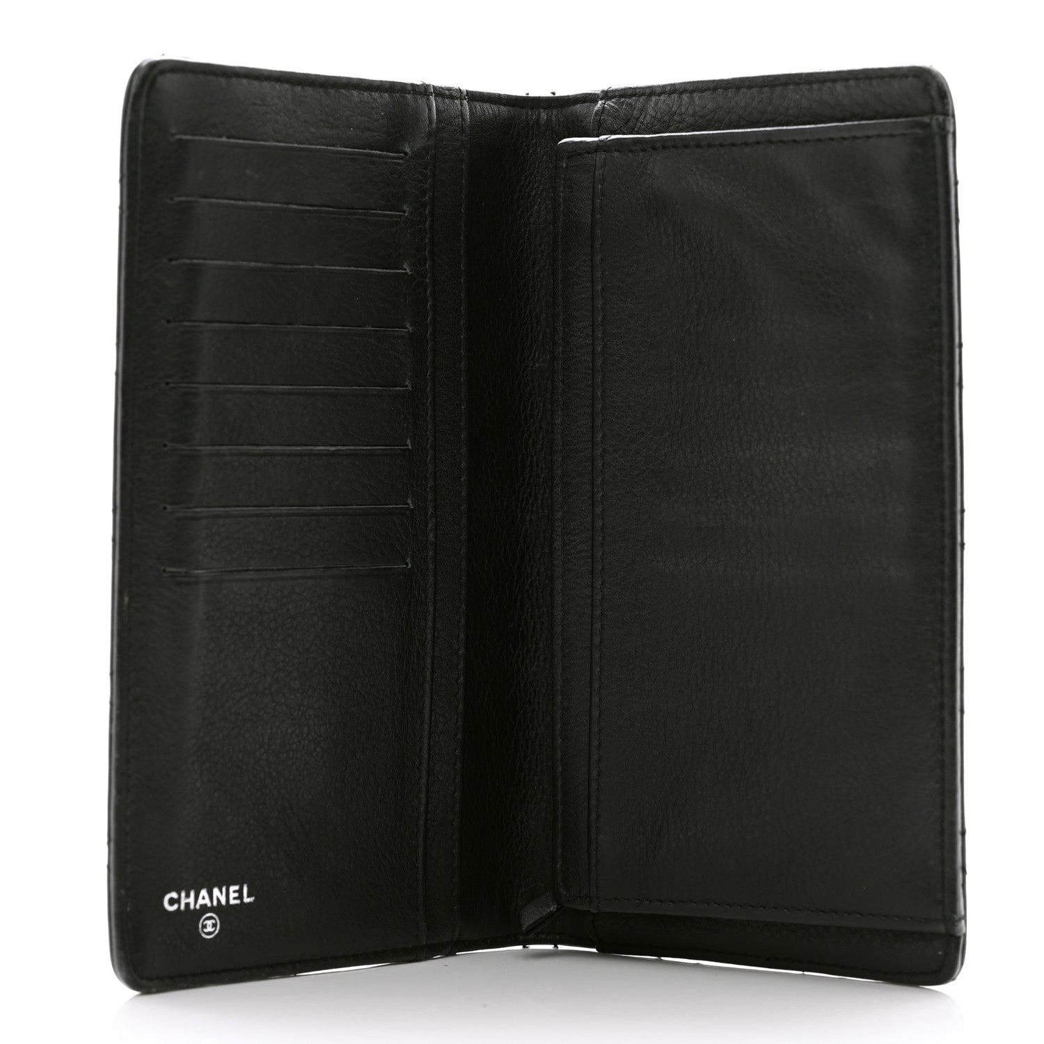 Chanel Distressed Caviar Stitched Yen Wallet Black 5 of 10
