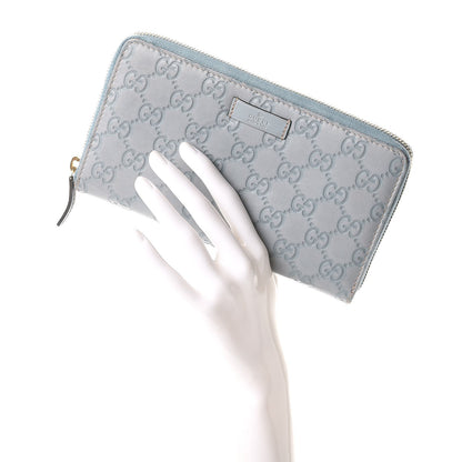 Gucci Guccissima Joy Zip Around Organizer Wallet Light Blue 2 of 13