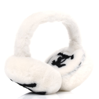 Chanel Shearling CC Ear Muffs White Black 2 of 3