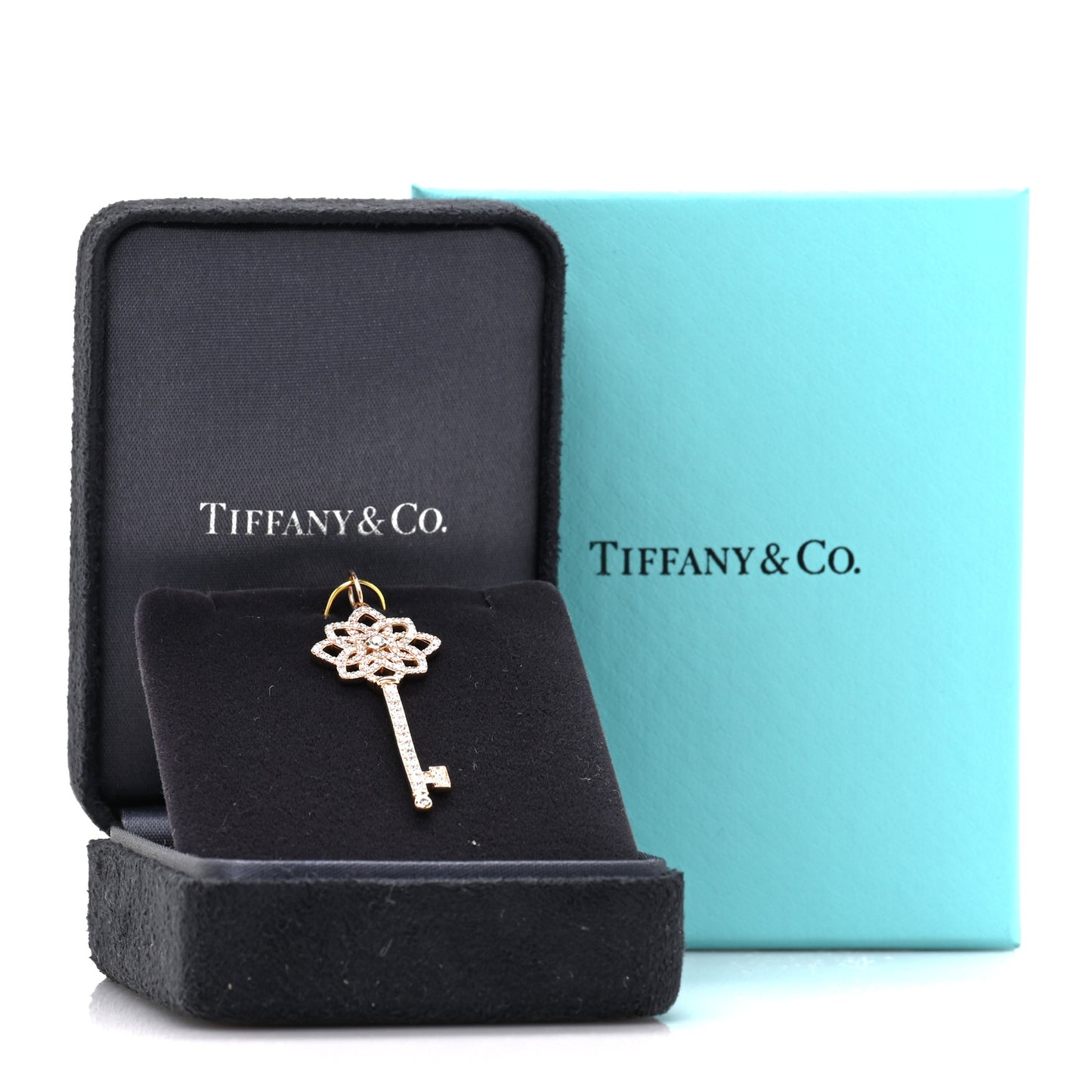 18K Rose Gold Diamond Medium Woven Key Pendant