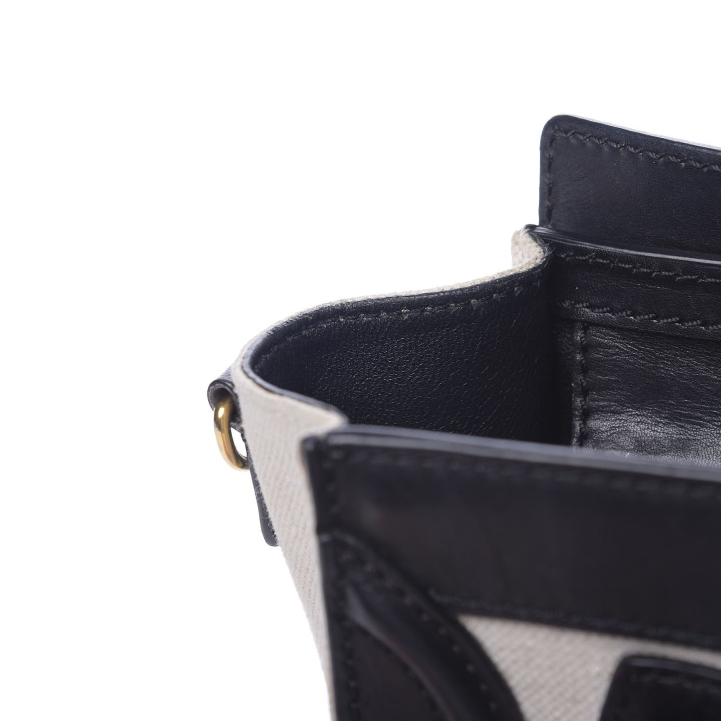 Natural Canvas Smooth Calfskin Nano Luggage Cream