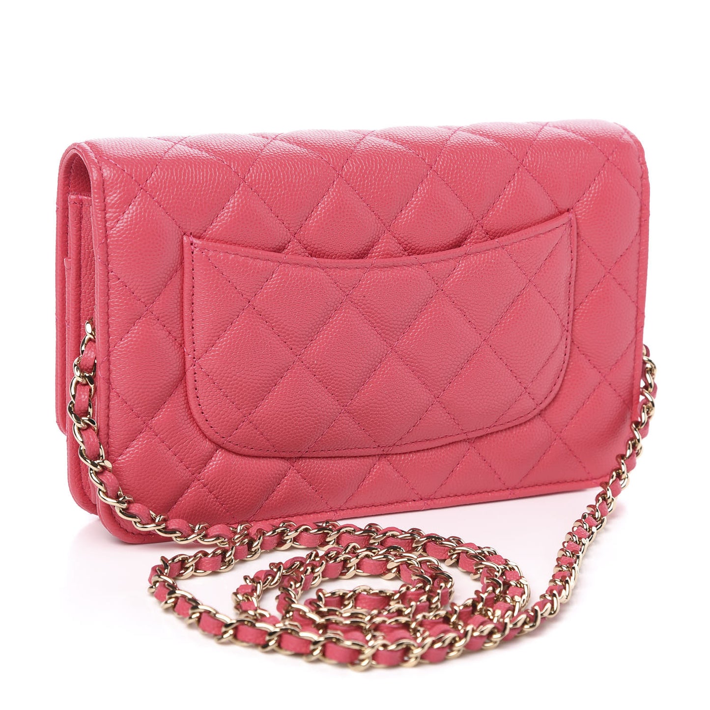 Caviar Quilted French New Wave Chain CC Wallet On Chain WOC Pink