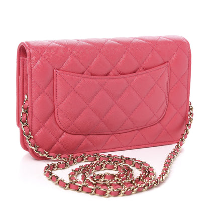 Chanel Caviar Quilted French New Wave Chain CC Wallet On Chain WOC Pink 3 of 12