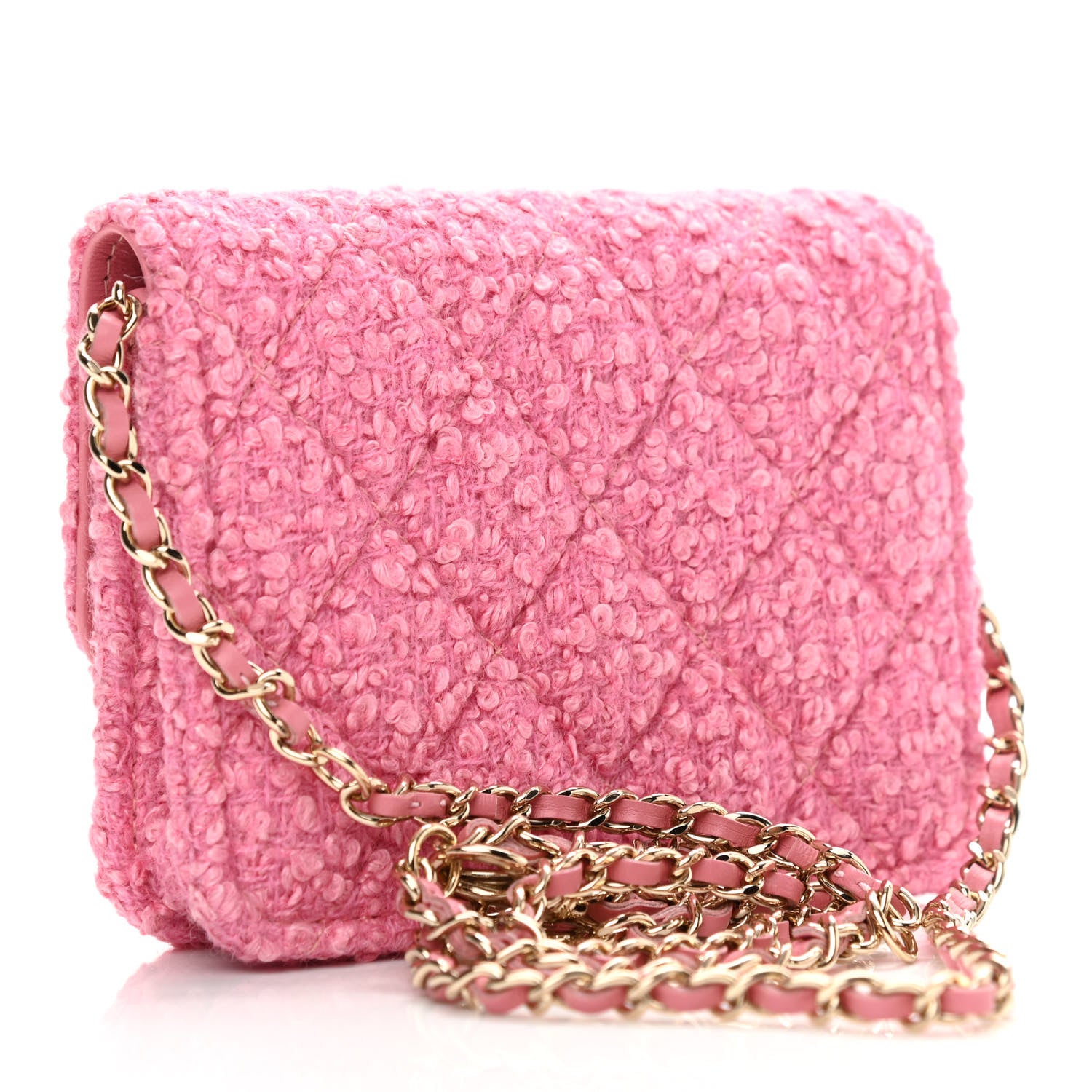 Chanel Tweed Quilted Flap Chain Waist Bag Pink 3 of 12