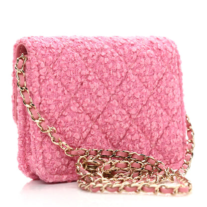 Chanel Tweed Quilted Flap Chain Waist Bag Pink 3 of 12