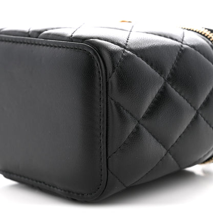 Chanel Lambskin Quilted Top Handle Mini Vanity Case With Chain Black 10 of 10
