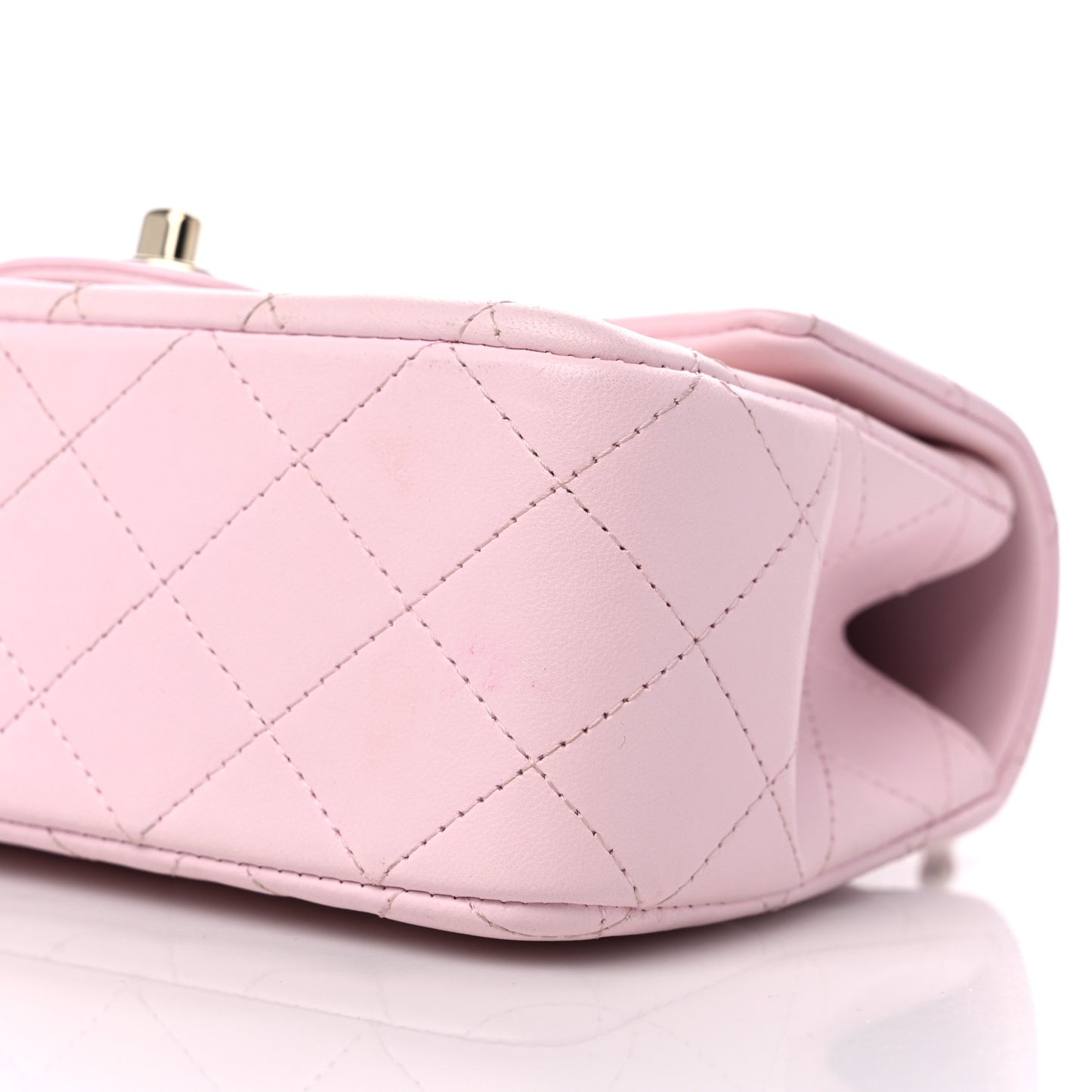 Lambskin Quilted Mini Top Handle Rectangular Flap Light Pink