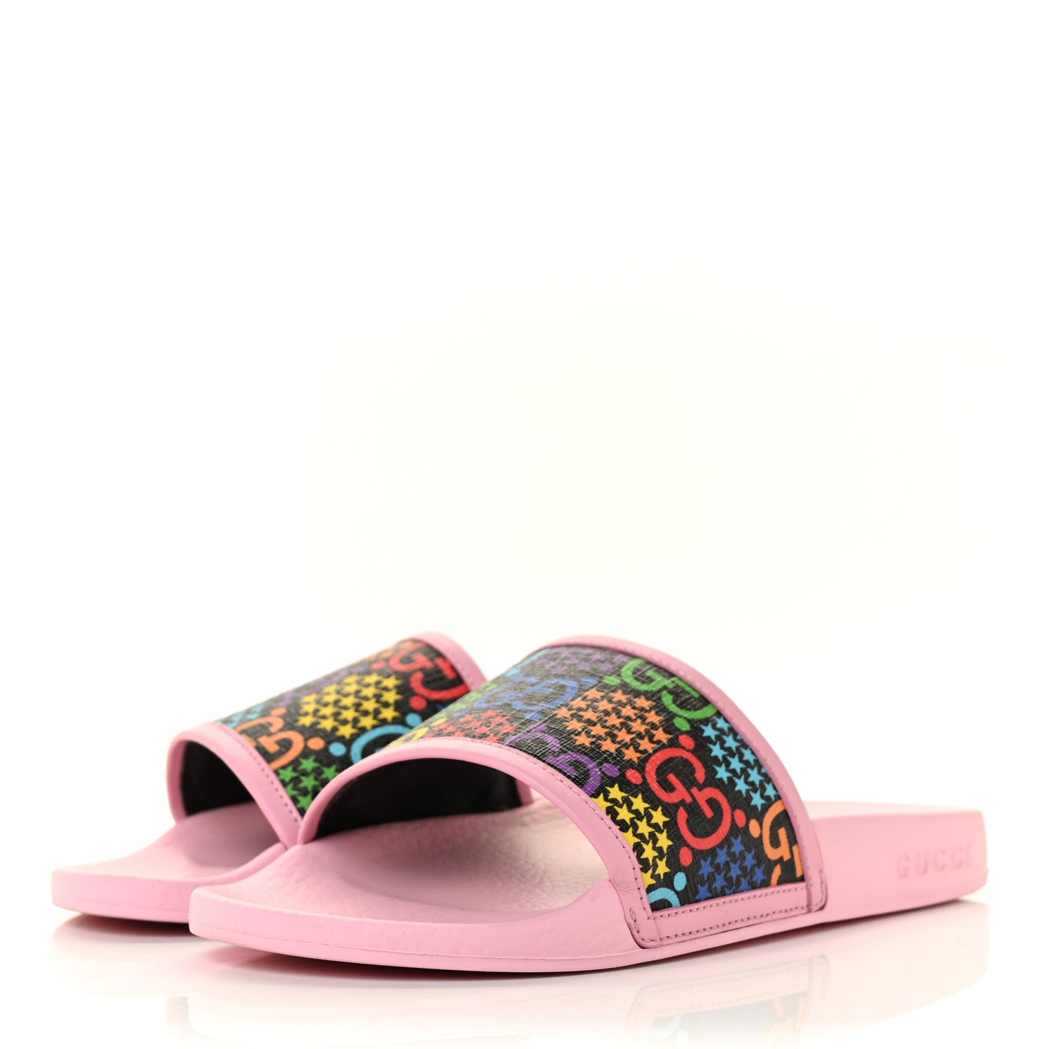 Gucci GG Supreme Monogram Psychedelic Slide Sandals 36 Black Multicolor Sugar Pink 3 of 8