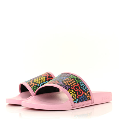 Gucci GG Supreme Monogram Psychedelic Slide Sandals 36 Black Multicolor Sugar Pink 3 of 8