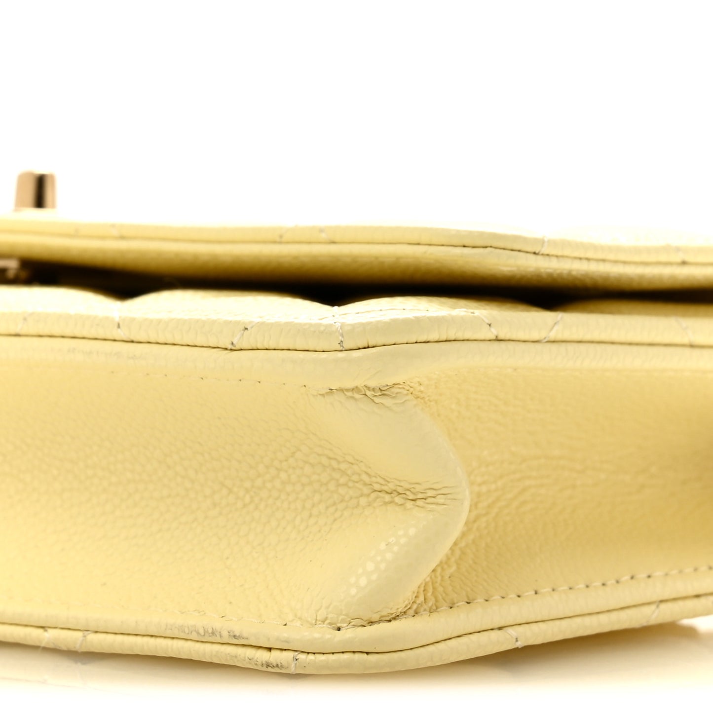Caviar Quilted CC Turn Lock Wallet On Chain WOC Light Yellow