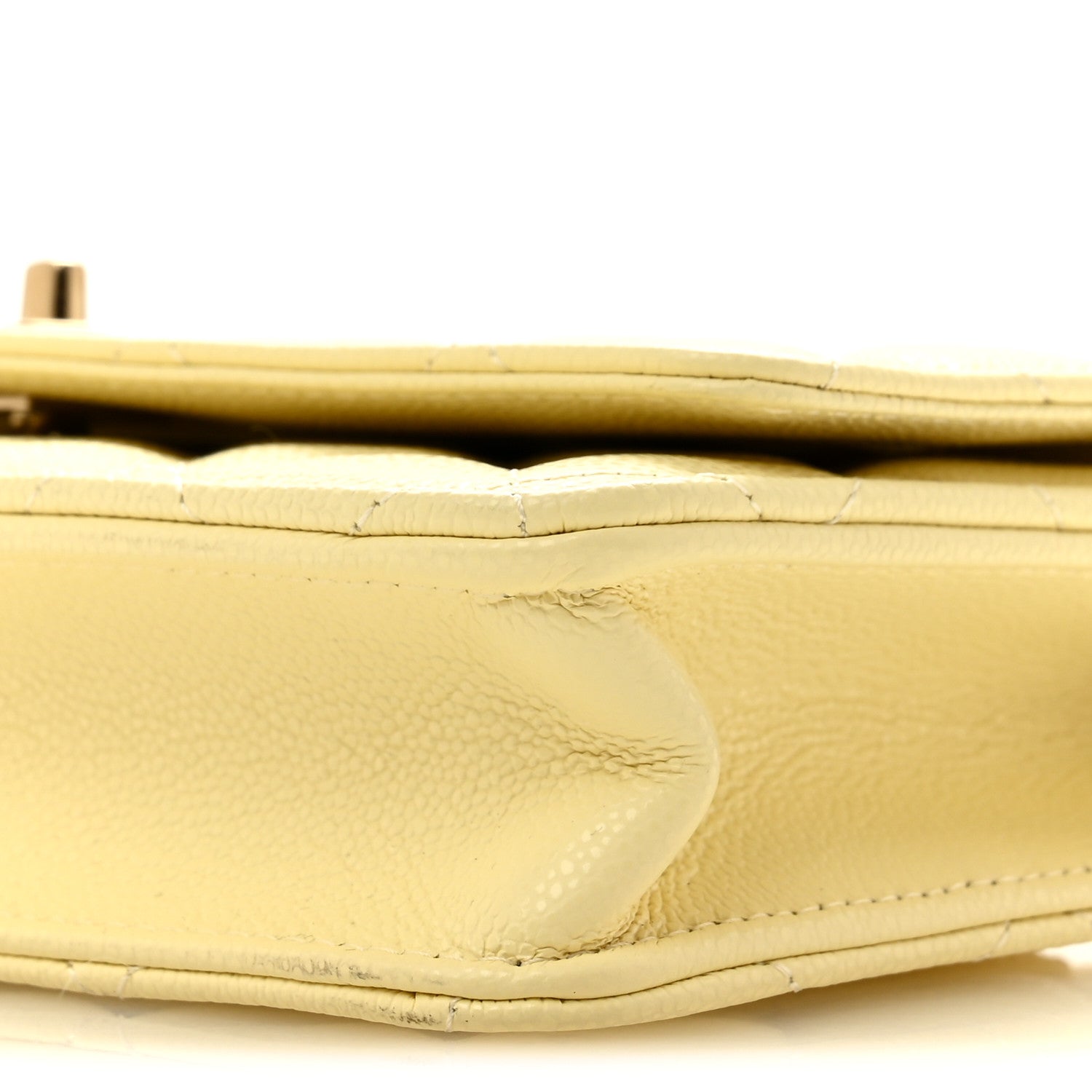 Chanel Caviar Quilted CC Turn Lock Wallet On Chain WOC Light Yellow 11 of 12
