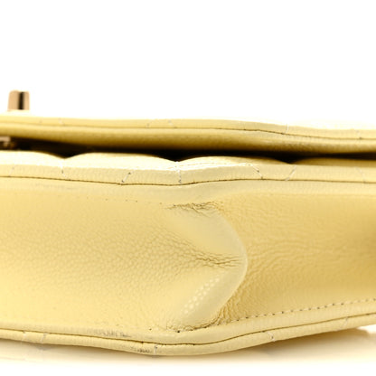 Chanel Caviar Quilted CC Turn Lock Wallet On Chain WOC Light Yellow 11 of 12